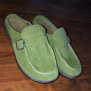 Mossy green loafers